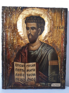 Saint Luke Lukas Icon-Greek on Wood Orthodox Byzantine Religious Icons - Vanas Collection