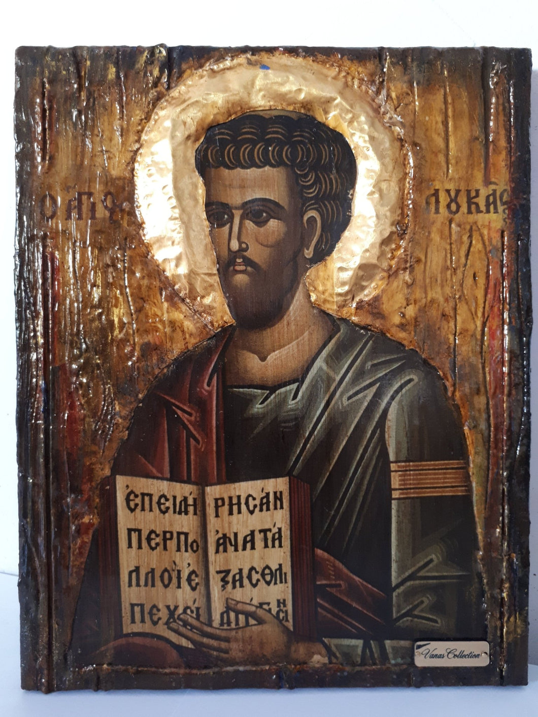 Saint Luke Lukas Icon-Greek on Wood Orthodox Byzantine Religious Icons - Vanas Collection