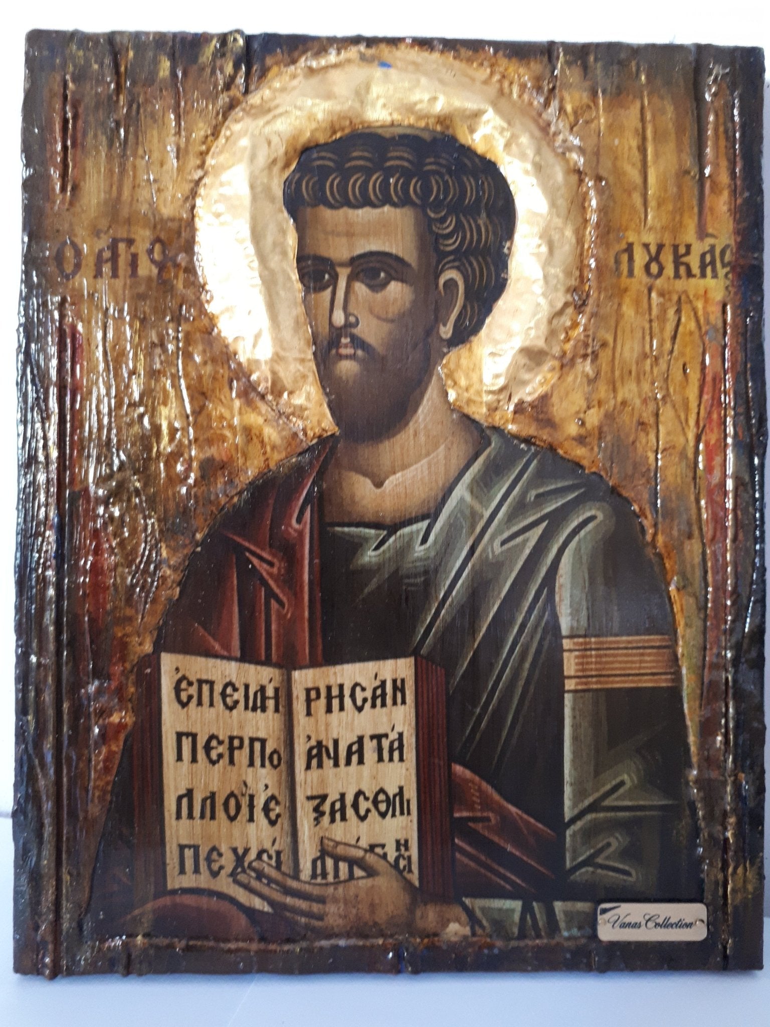 Saint Luke Lukas Icon-Greek on Wood Orthodox Byzantine Religious Icons - Vanas Collection