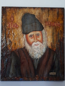 Saint Monk Paisios Handmade Orthodox Icon Byzantine Rare Icons Antique Style - Vanas Collection
