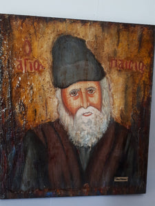 Saint Monk Paisios Handmade Orthodox Icon Byzantine Rare Icons Antique Style - Vanas Collection