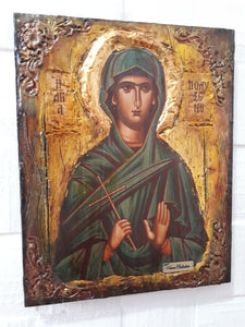 Saint Polyxeni Icone Ikona Ikon-Rare Byzantine Greek Orthodox Antique Style Icon - Vanas Collection