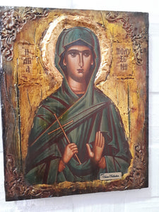 Saint Polyxeni Icone Ikona Ikon-Rare Byzantine Greek Orthodox Antique Style Icon - Vanas Collection