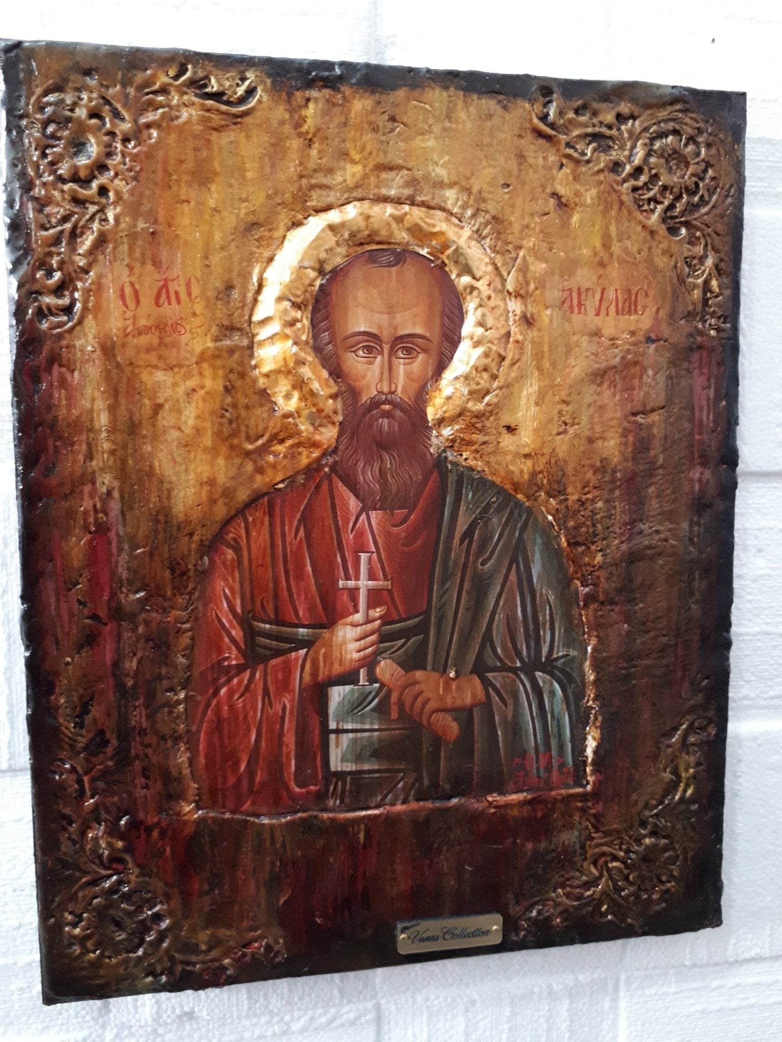 Saint St. Acylas Apostle Icon-Orthodox Greek Byzantine Wood Antique Style Icons - Vanas Collection
