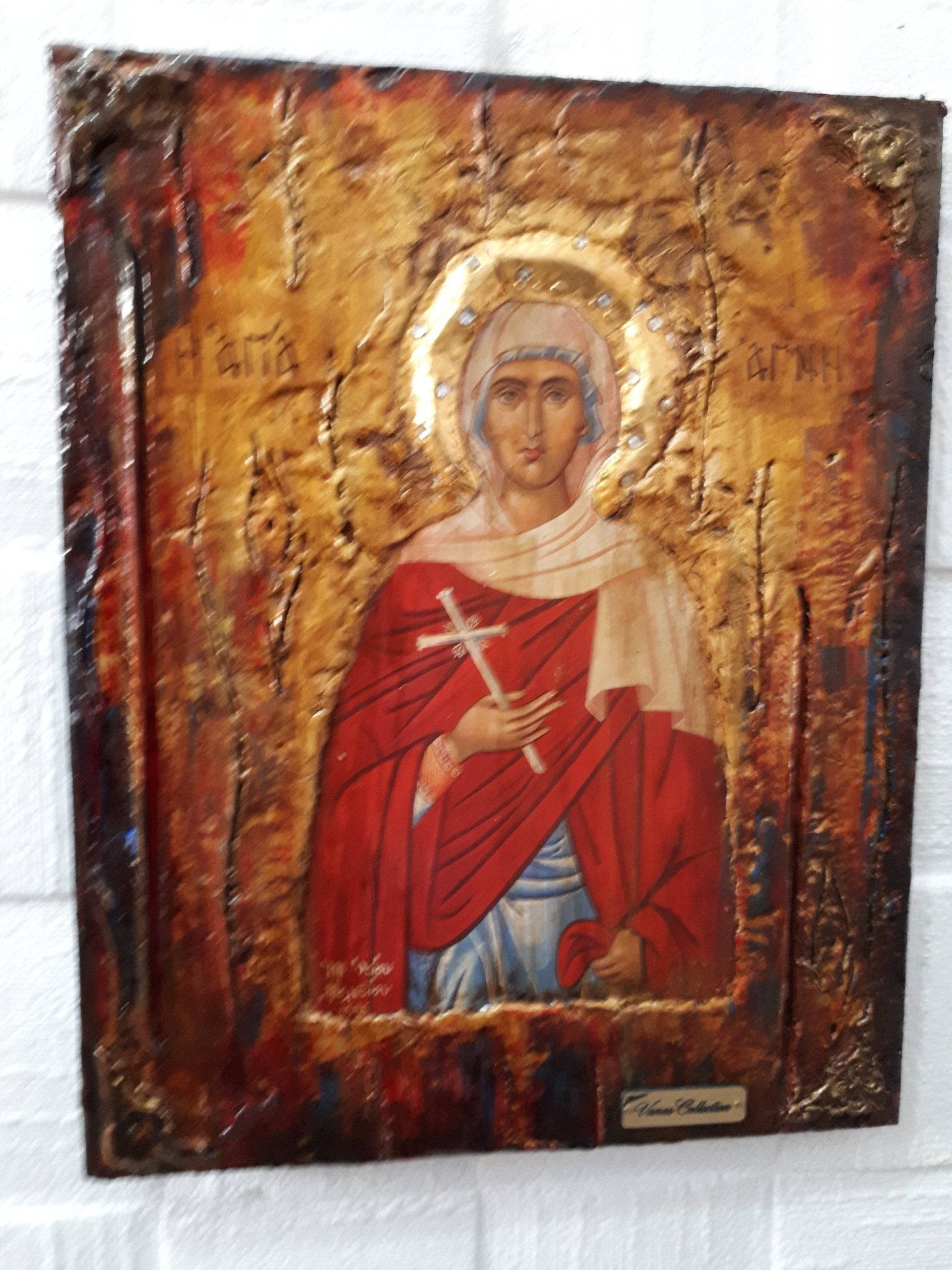 Saint St. Agni Icon - Orthodox Greek Russian Byzantine Wood Antique Style Icons - Vanas Collection