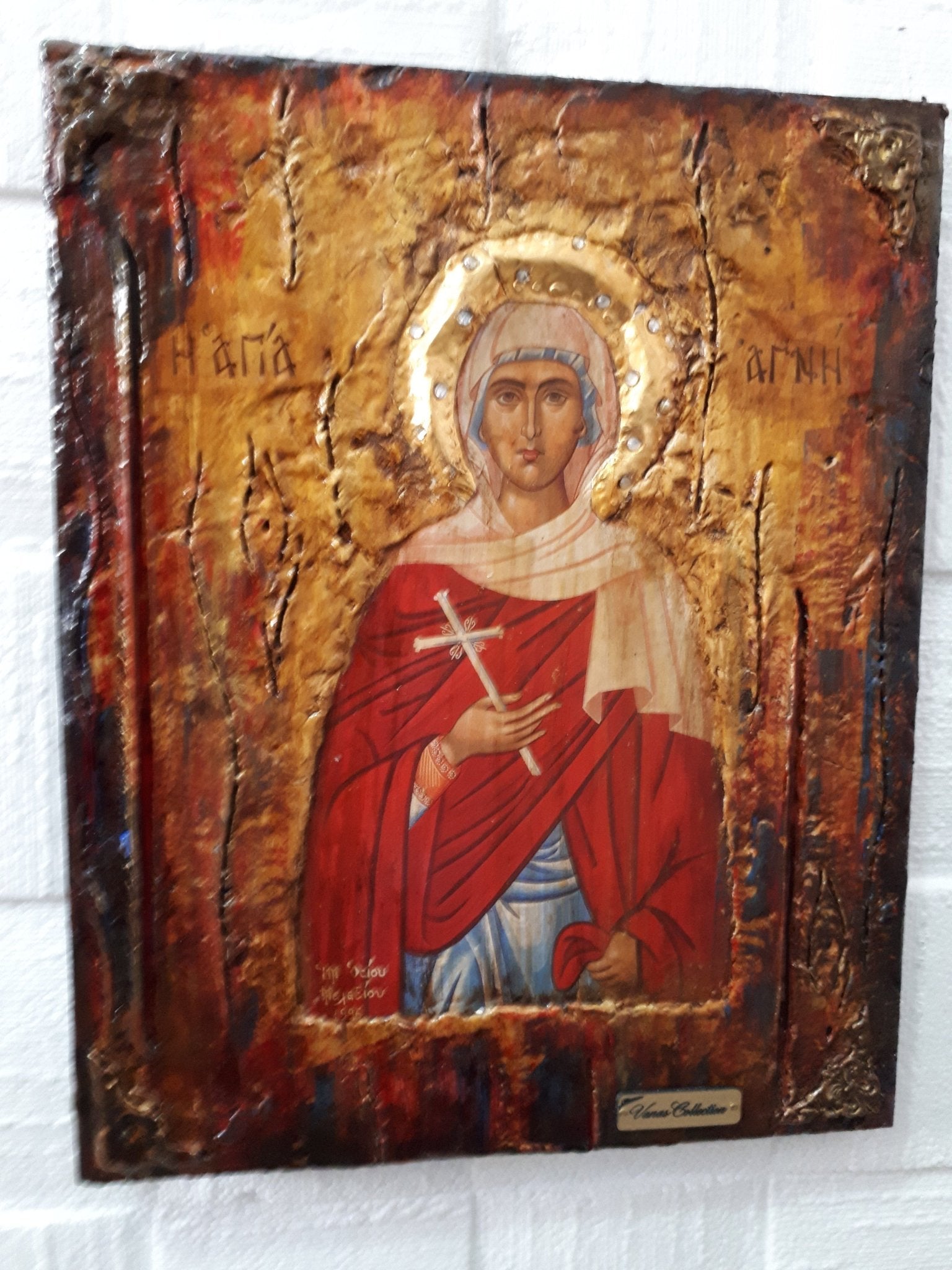 Saint St. Agni Icon - Orthodox Greek Russian Byzantine Wood Antique Style Icons - Vanas Collection