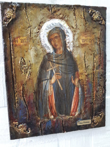 Saint St Akrivi Akrivee Icon-Greek Orthodox Byzantine Christian Icons Handmade - Vanas Collection