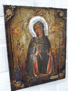 Saint St Akrivi Akrivee Icon-Greek Orthodox Byzantine Christian Icons Handmade - Vanas Collection