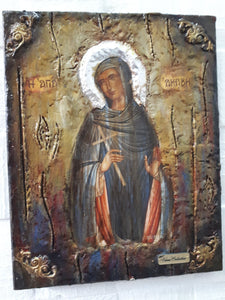 Saint St Akrivi Akrivee Icon-Greek Orthodox Byzantine Christian Icons Handmade - Vanas Collection