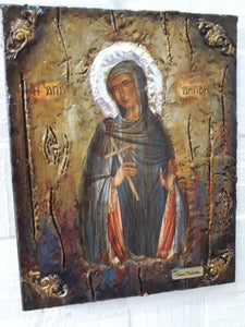 Saint St Akrivi Akrivee Icon-Greek Orthodox Byzantine Christian Icons Handmade - Vanas Collection