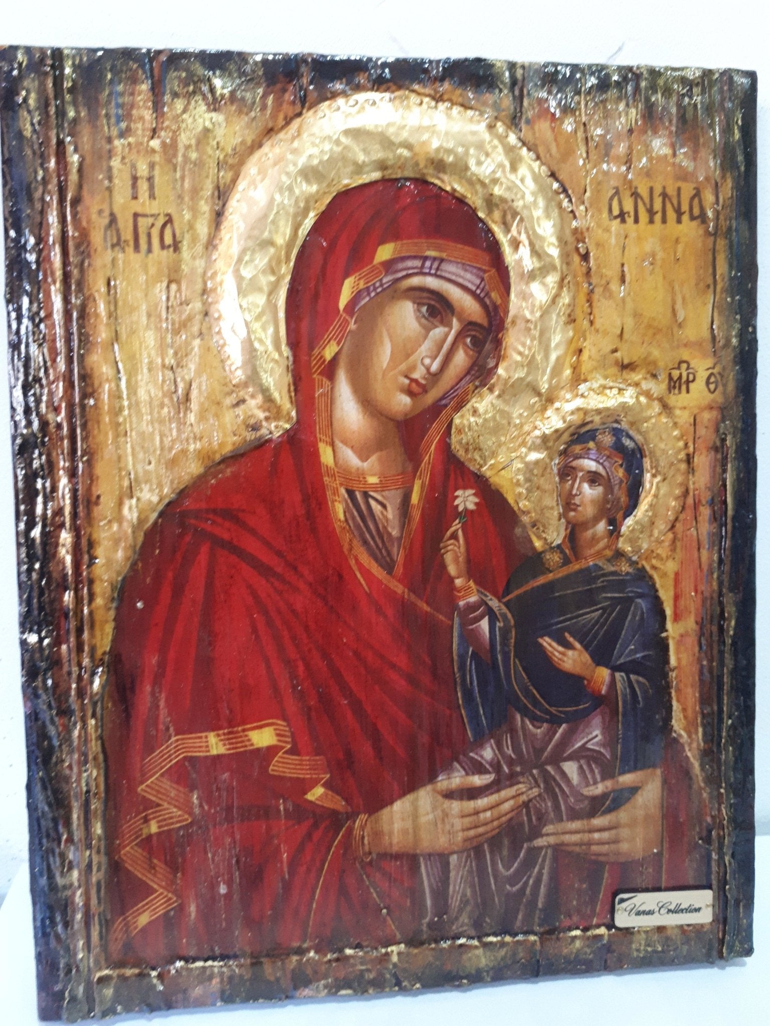 Saint St. Anna with Virgin of Jesus Christ-Greek Russian Orthodox Byzantine Icon - Vanas Collection