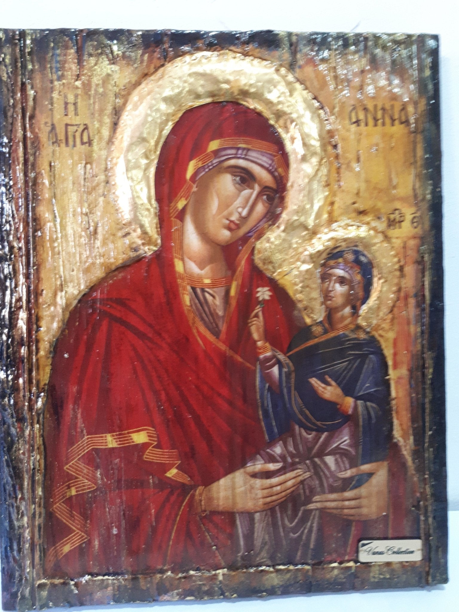 Saint St. Anna with Virgin of Jesus Christ-Greek Russian Orthodox Byzantine Icon - Vanas Collection
