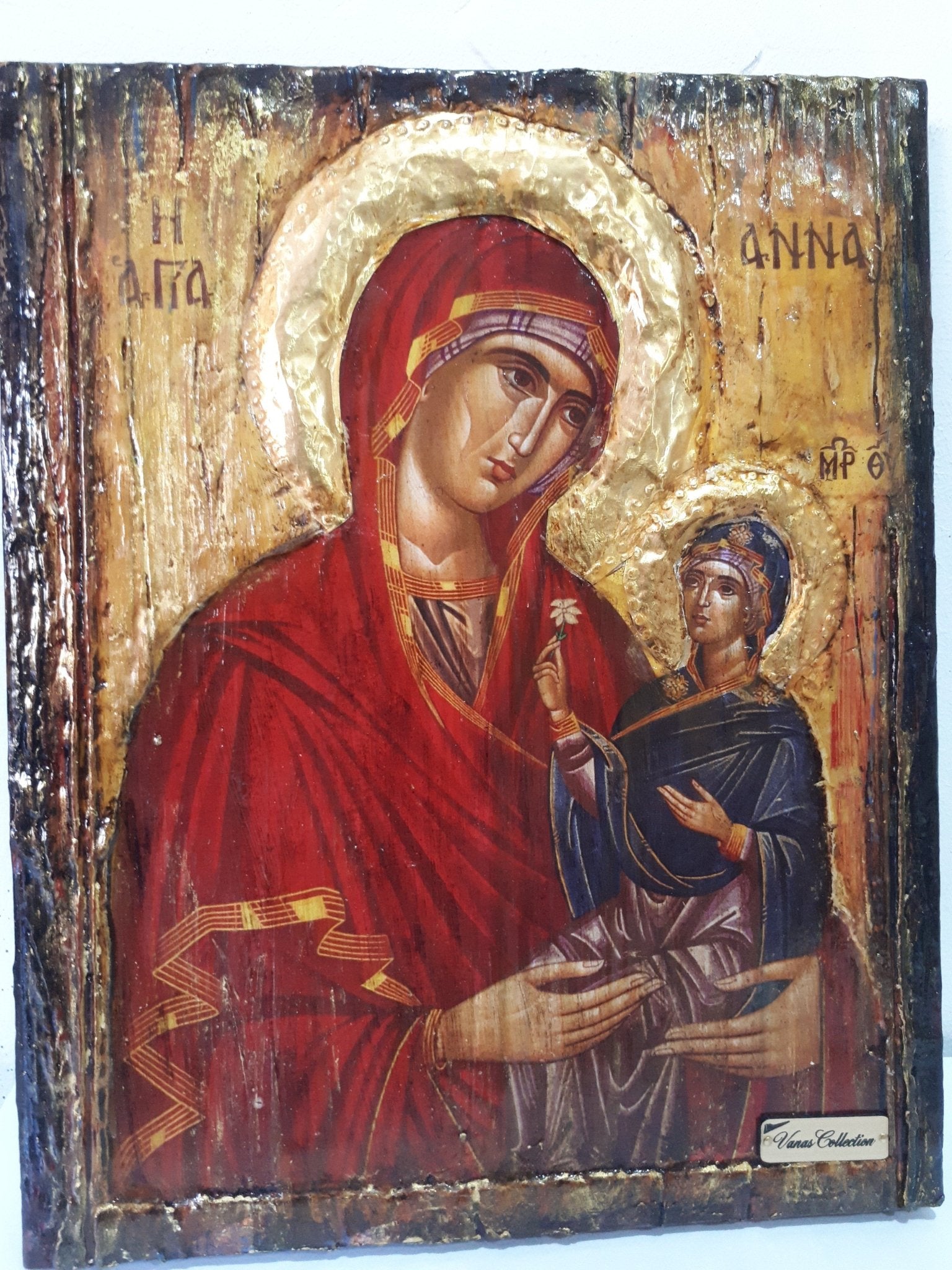 Saint St. Anna with Virgin of Jesus Christ-Greek Russian Orthodox Byzantine Icon - Vanas Collection