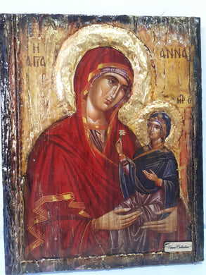 Saint St. Anna with Virgin of Jesus Christ-Greek Russian Orthodox Byzantine Icon - Vanas Collection