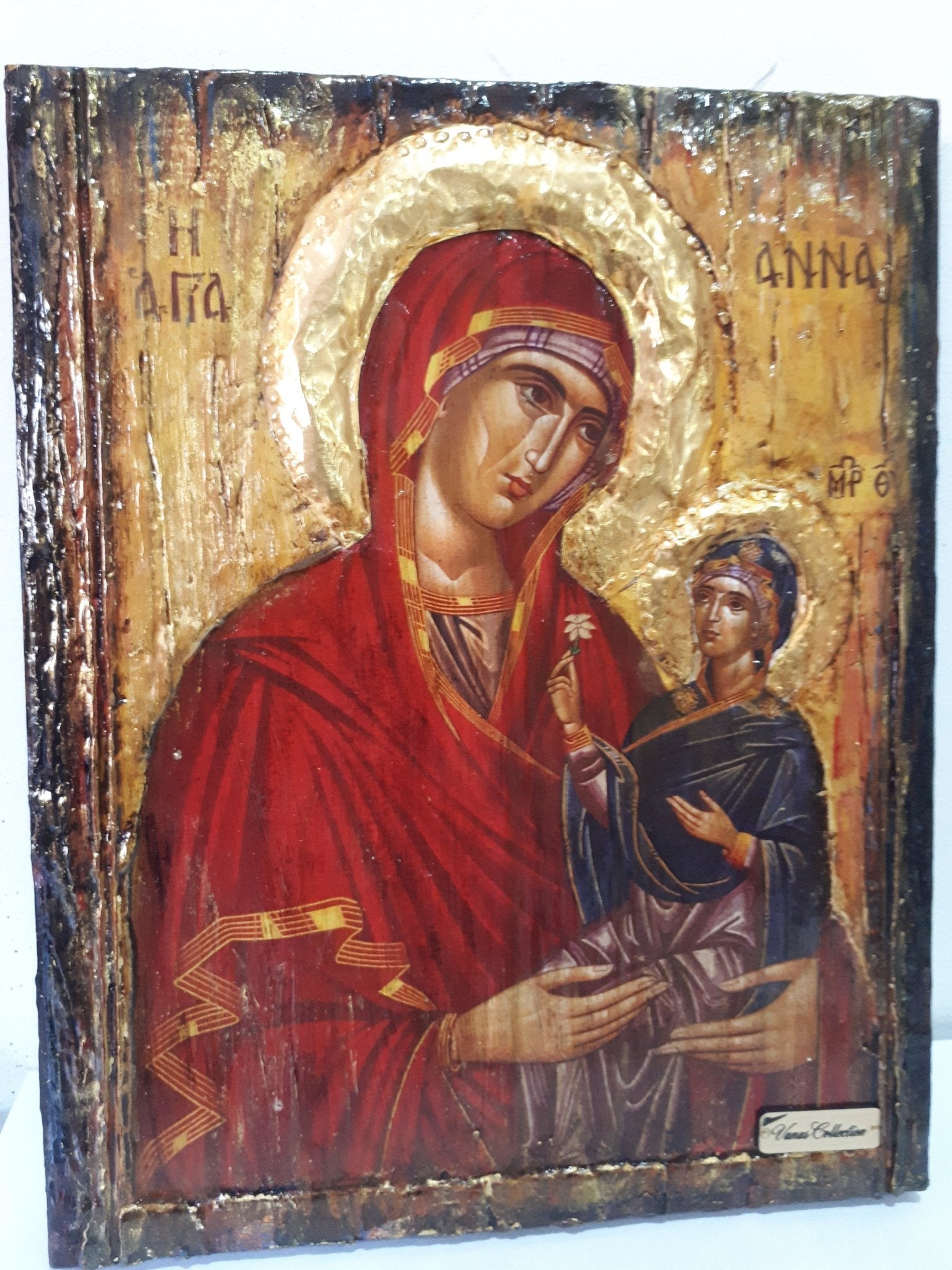 Saint St. Anna with Virgin of Jesus Christ-Greek Russian Orthodox Byzantine Icon - Vanas Collection