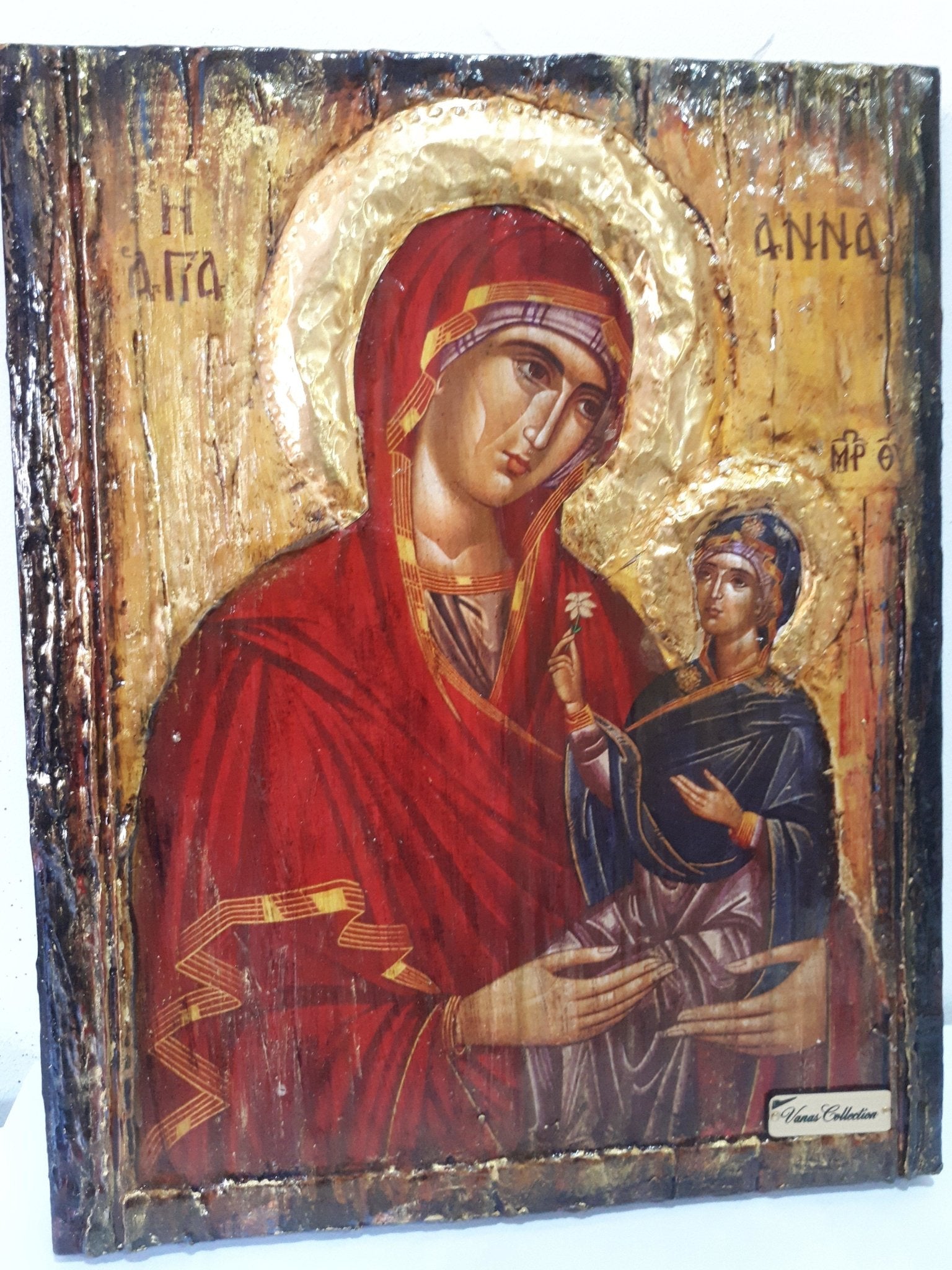 Saint St. Anna with Virgin of Jesus Christ-Greek Russian Orthodox Byzantine Icon - Vanas Collection