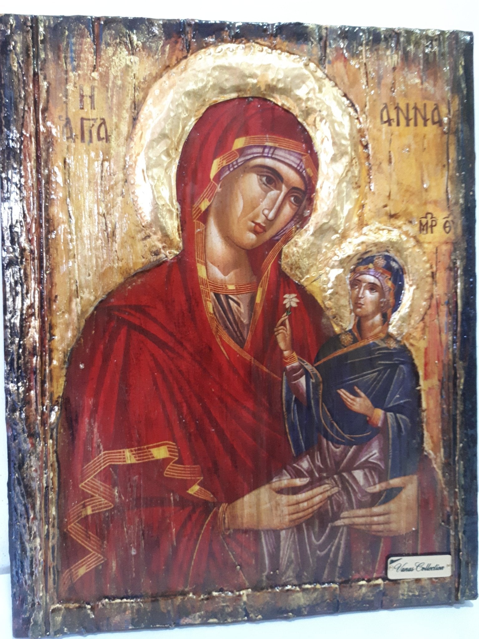 Saint St. Anna with Virgin of Jesus Christ-Greek Russian Orthodox Byzantine Icon - Vanas Collection