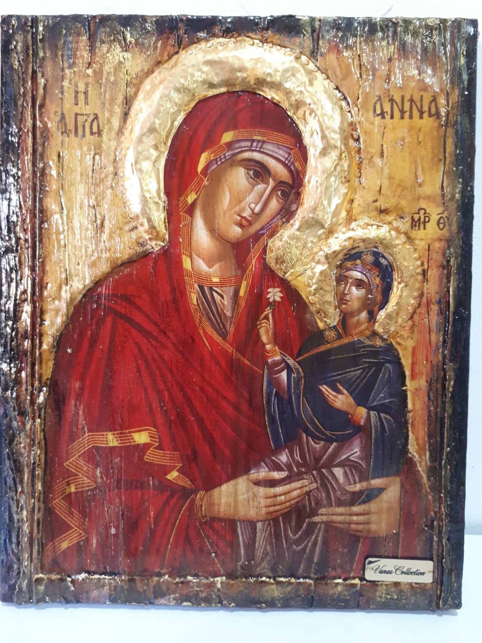 Saint St. Anna with Virgin of Jesus Christ-Greek Russian Orthodox Byzantine Icon - Vanas Collection