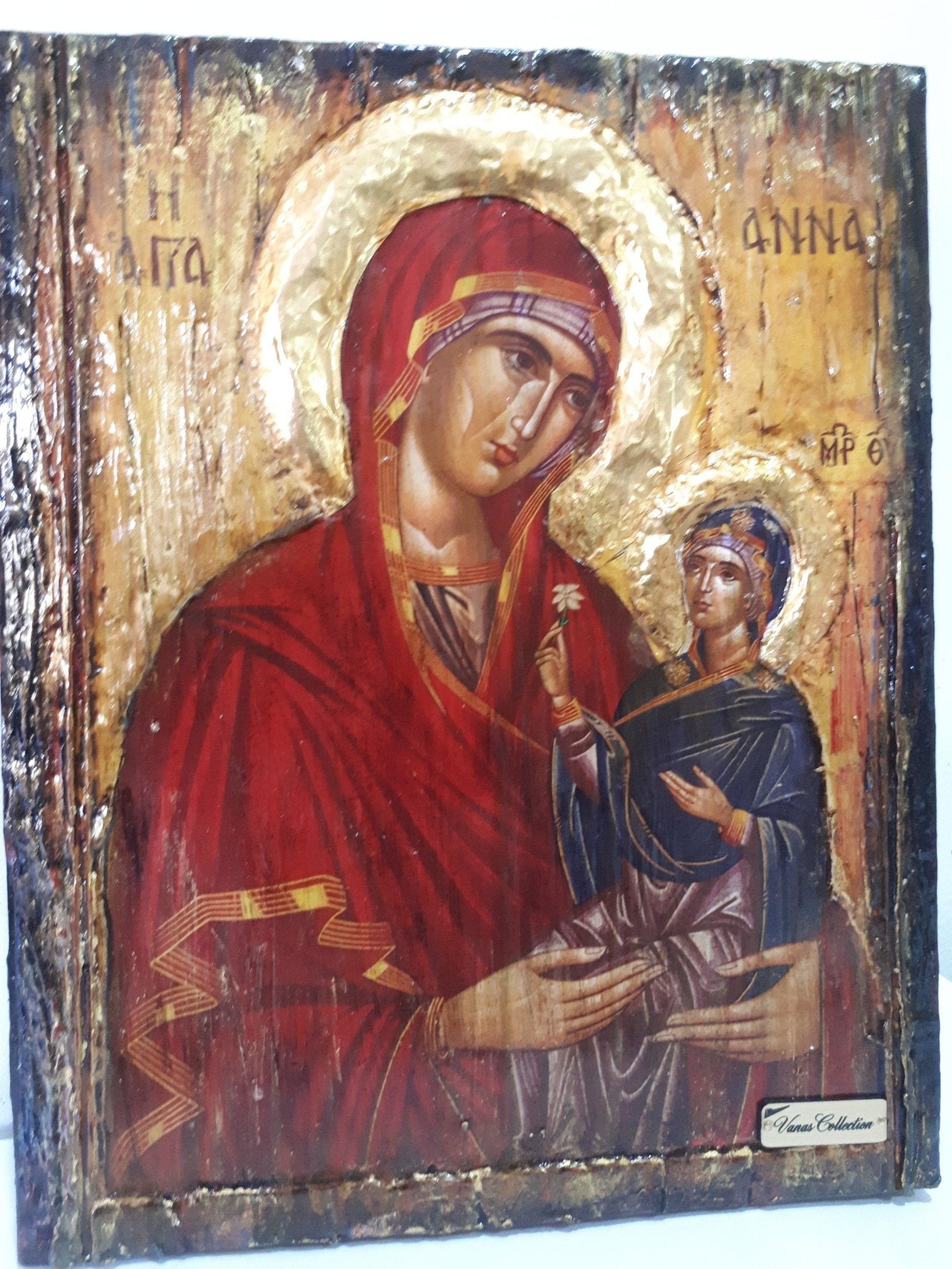 Saint St. Anna with Virgin of Jesus Christ-Greek Russian Orthodox Byzantine Icon - Vanas Collection