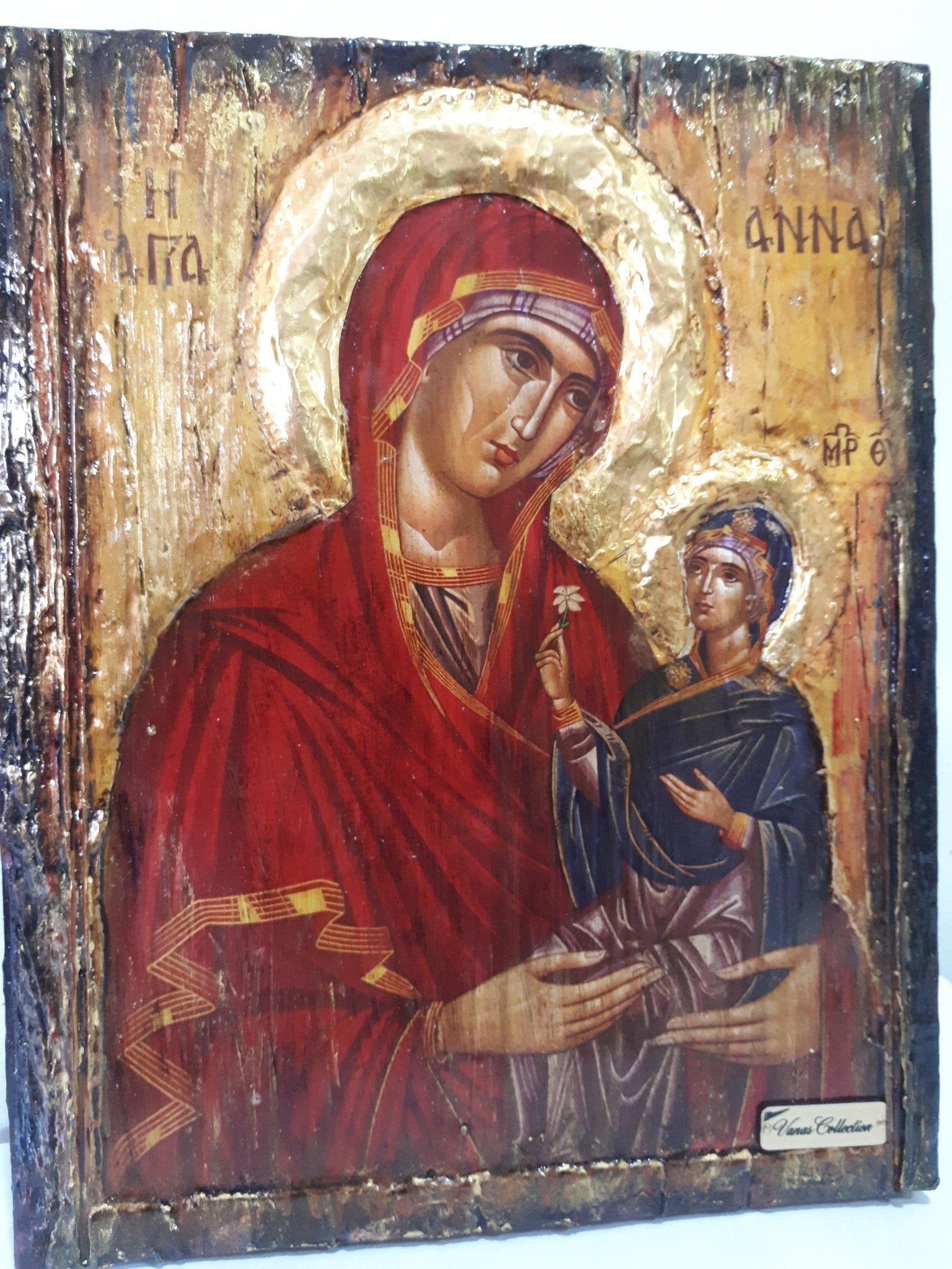 Saint St. Anna with Virgin of Jesus Christ-Greek Russian Orthodox Byzantine Icon - Vanas Collection