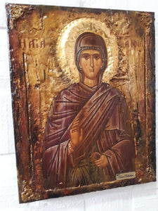 Saint St. Anne Anna Antique Style Icon on Wood-Greek Orthodox Byzantine Icons - Vanas Collection