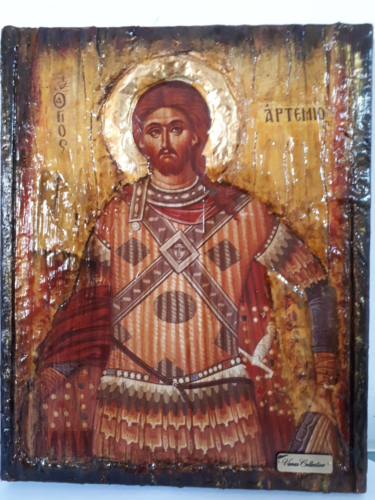 Saint St Artemius Artemios Icon-Greek Orthodox Byzantine Handmade Icons - Vanas Collection