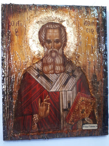 Saint St. Athanasious Athanasios Icon, Greek Byzantine Christian Handmade Icons - Vanas Collection
