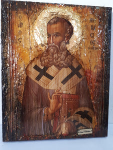 Saint St. Athanasious Athanasios Icon, Greek Byzantine Christian Icons on Wood - Vanas Collection