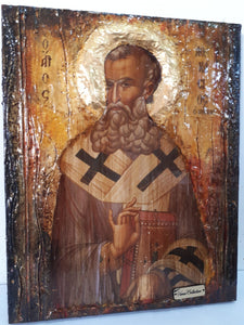 Saint St. Athanasious Athanasios Icon, Greek Byzantine Christian Icons on Wood - Vanas Collection