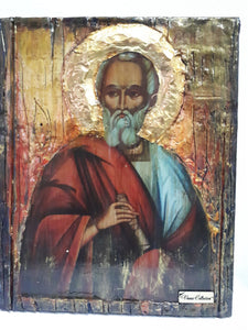 Saint St Athinagoras Icon- Greek-Russian Handmade Orthodox Icons 25X20X2 cm - Vanas Collection