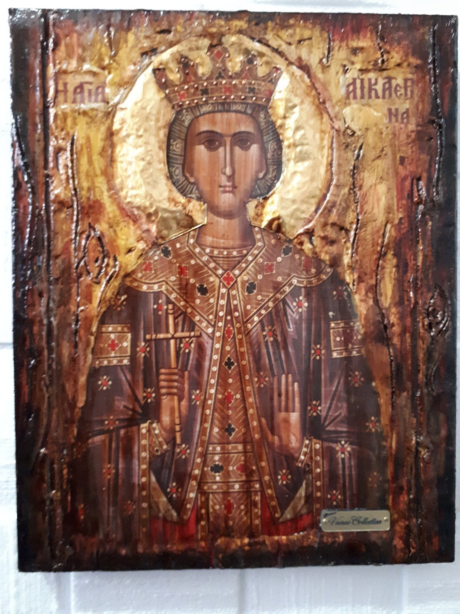 Saint St Catherine Icon - Greek Russian Orthodox Byzantine Icon- Antique Style - Vanas Collection