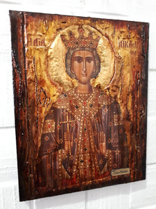 Saint St Catherine Icon - Greek Russian Orthodox Byzantine Icon- Antique Style - Vanas Collection