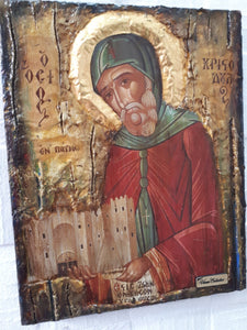Saint St. Christodoulos Latrinos of Patmos Orthodox Byzantine Greek Made Icons - Vanas Collection
