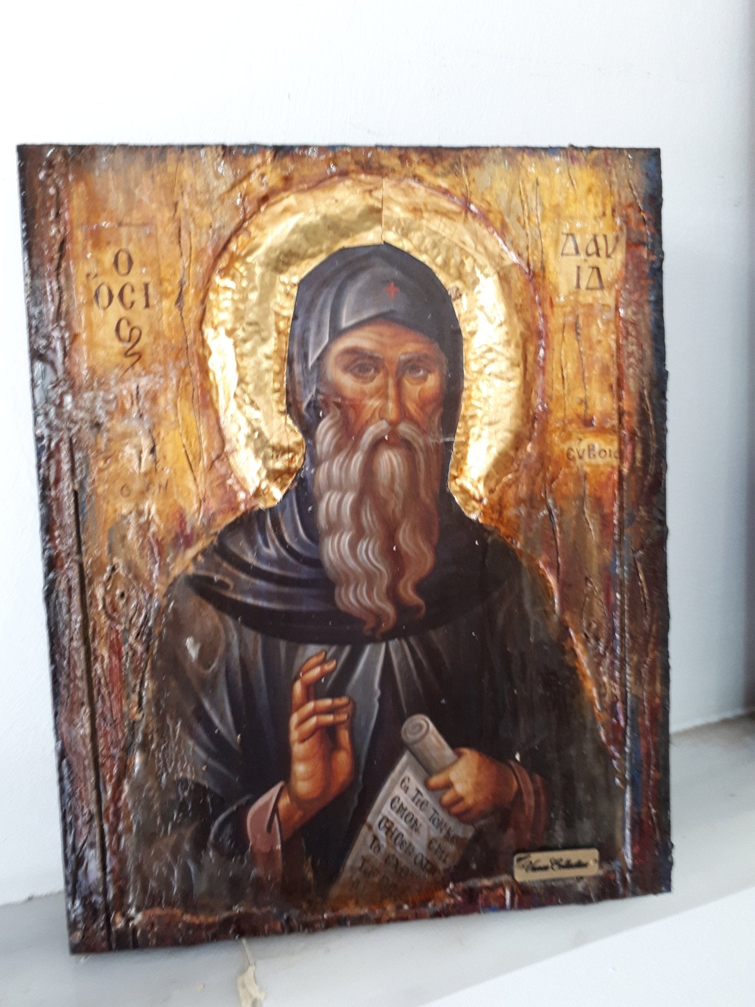 Saint St. David of Evia - Handmade Greek Byzantine Icon- Orthodox Russian Icon - Vanas Collection