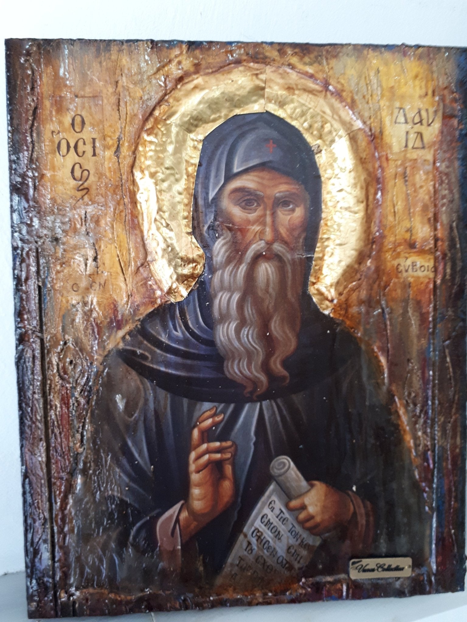 Saint St. David of Evia - Handmade Greek Byzantine Icon- Orthodox Russian Icon - Vanas Collection