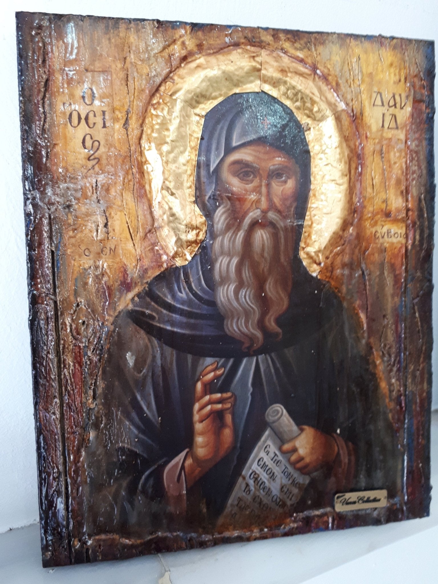 Saint St. David of Evia - Handmade Greek Byzantine Icon- Orthodox Russian Icon - Vanas Collection