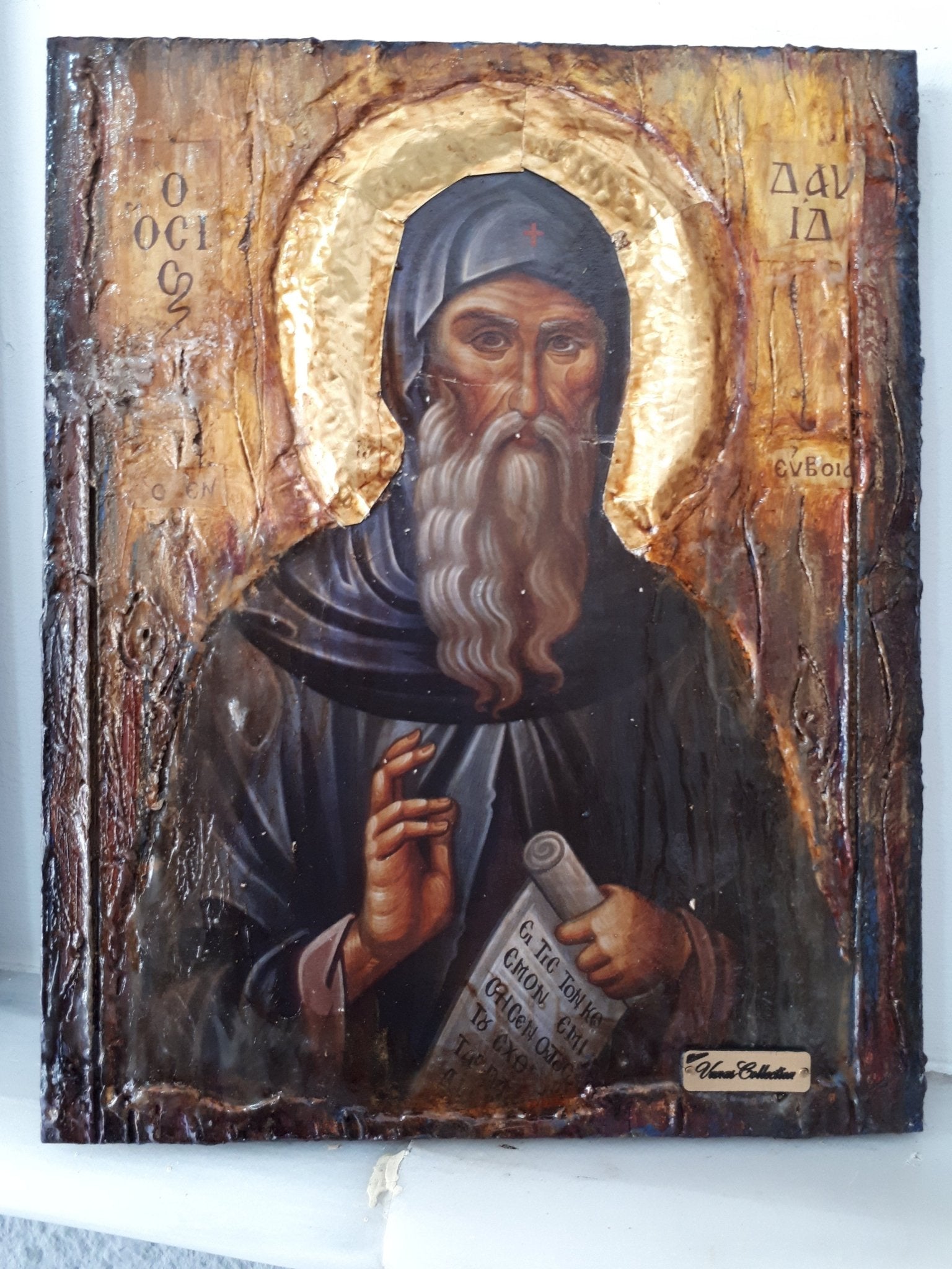 Saint St. David of Evia - Handmade Greek Byzantine Icon- Orthodox Russian Icon - Vanas Collection