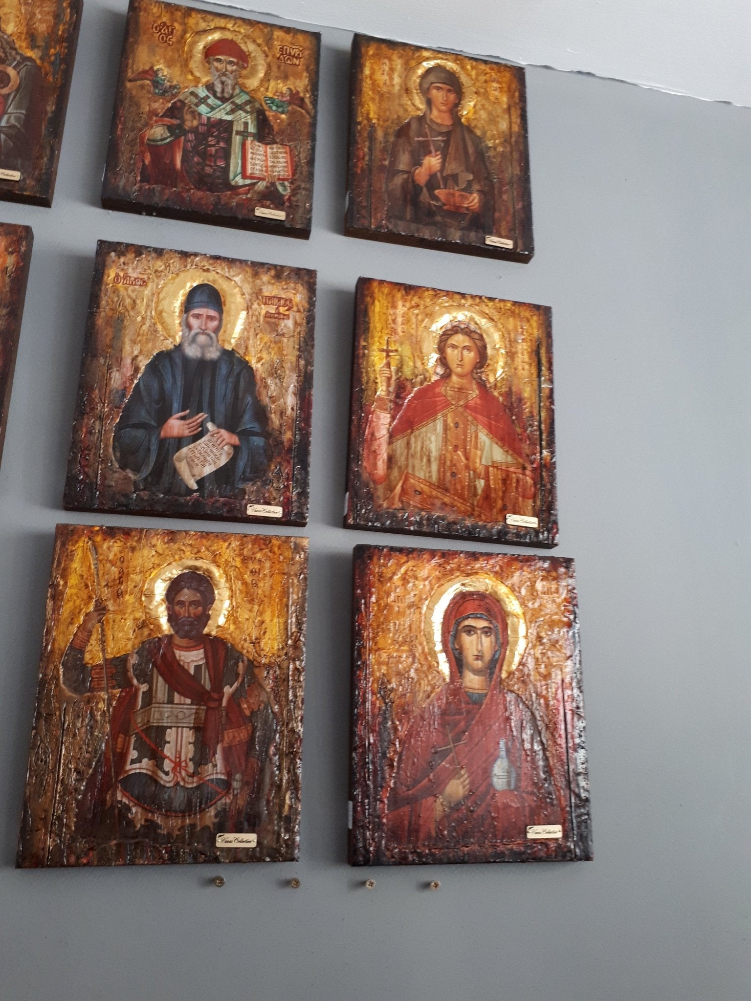 Saint St. Efstathios Rare Icon- Greek Religious Orthodox Icon Antique Style - Vanas Collection