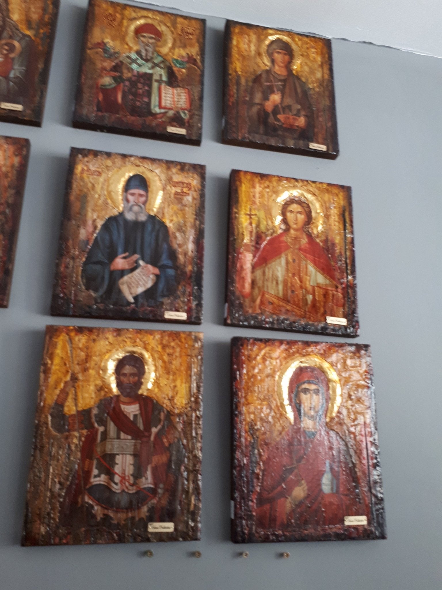 Saint St. Efstathios Rare Icon- Greek Religious Orthodox Icon Antique Style - Vanas Collection