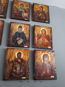 Saint St. Efstathios Rare Icon- Greek Religious Orthodox Icon Antique Style - Vanas Collection