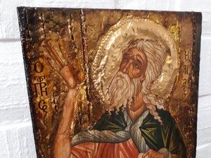 Saint St. Elias The Prophet ILIYA- Orthodox Greek Handmade Unique Icon - Vanas Collection