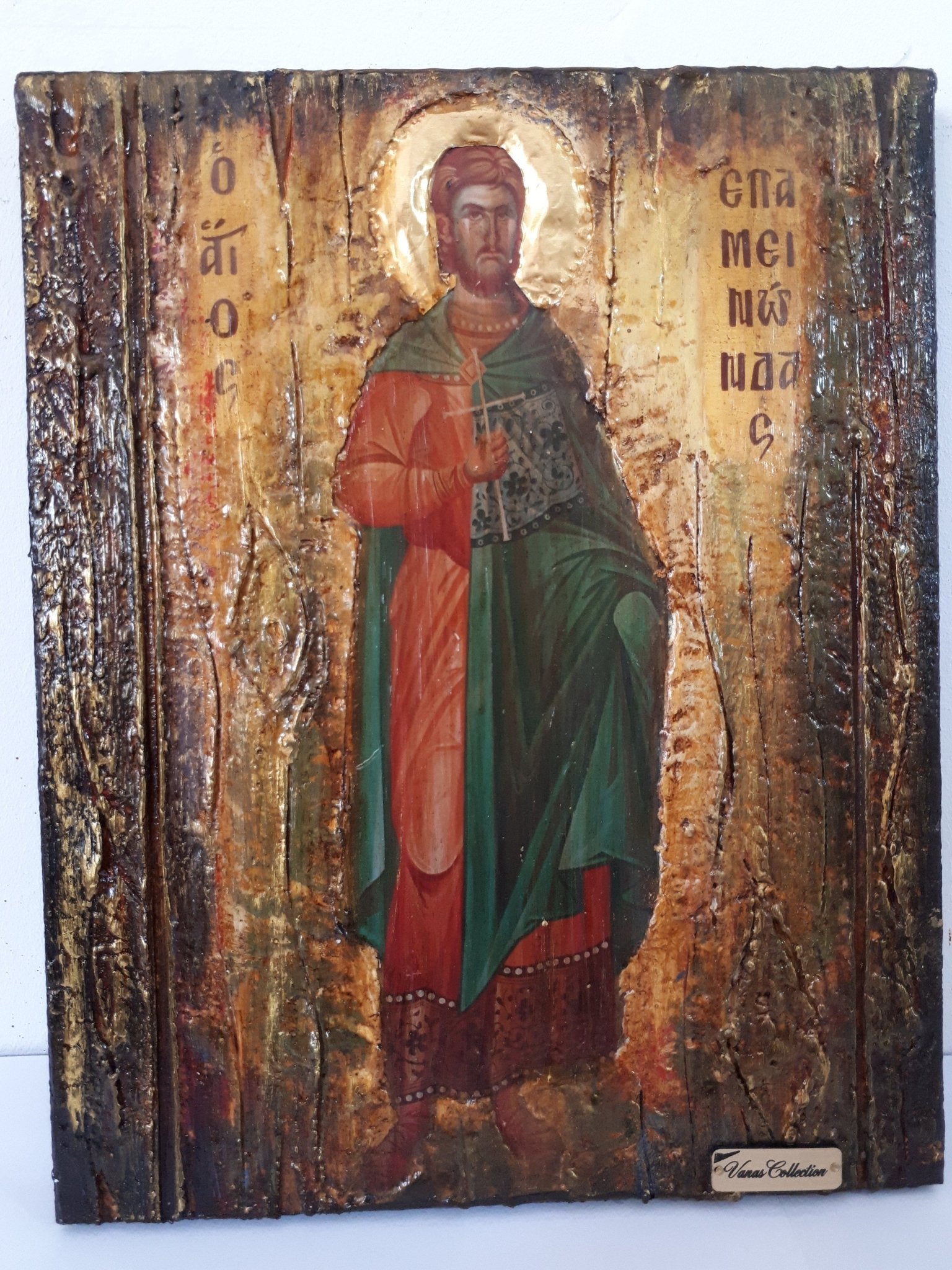 Saint St Epaminondas Epaminontas Icon-Greek Byzantine Antique Style Icons - Vanas Collection