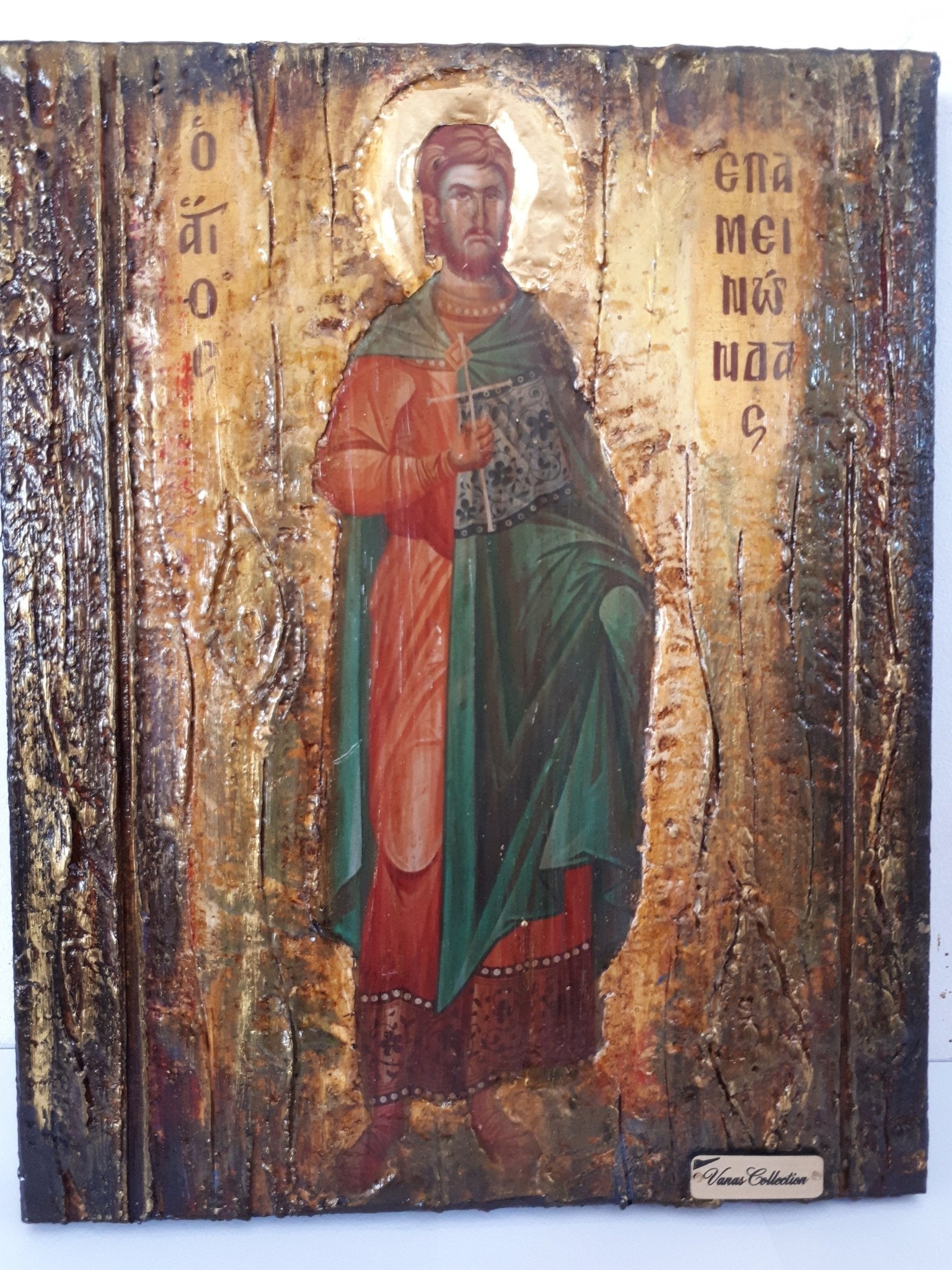 Saint St Epaminondas Epaminontas Icon-Greek Byzantine Antique Style Icons - Vanas Collection
