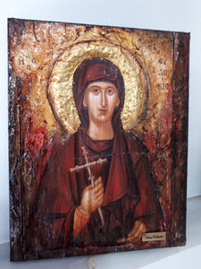 Saint St. Evdokia Rare Greek Orthodox & Christian Icon on Wood-Unique Handmade Icon - Vanas Collection