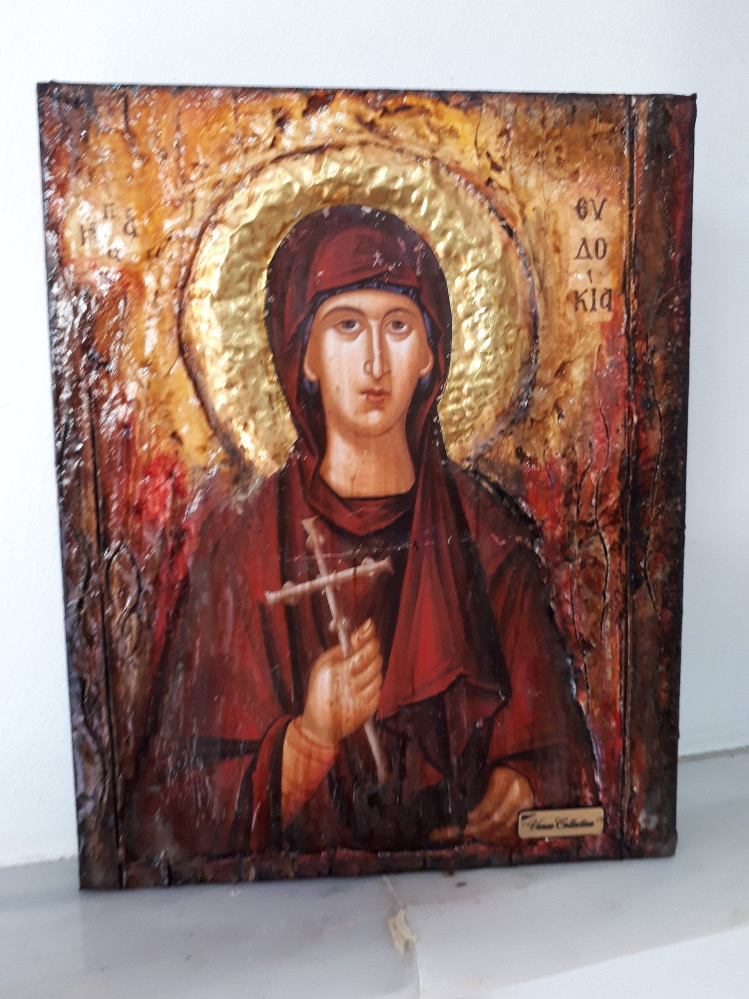 Saint St. Evdokia Rare Greek Orthodox & Christian Icon on Wood-Unique Handmade Icon - Vanas Collection