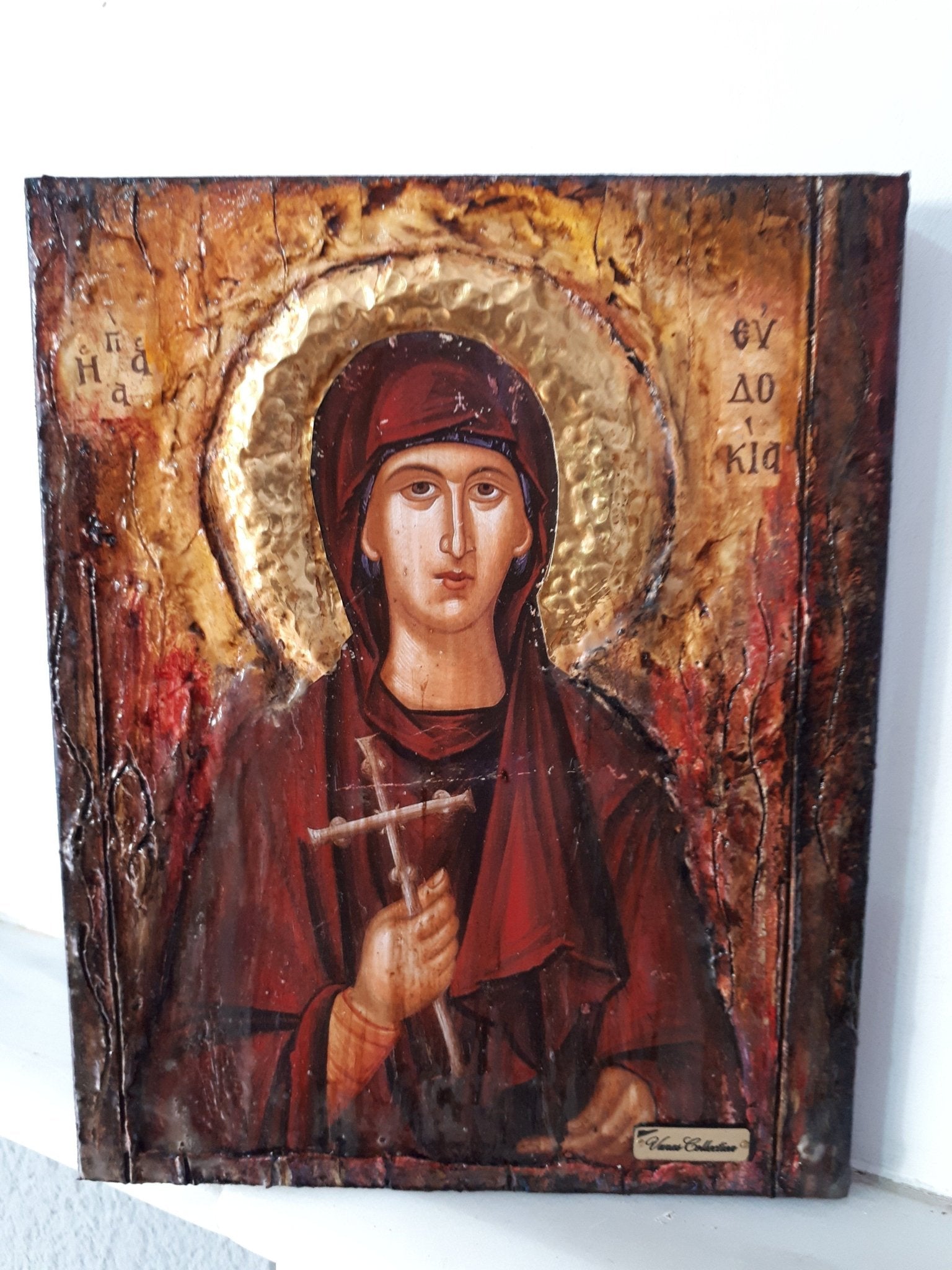 Saint St. Evdokia Rare Greek Orthodox & Christian Icon on Wood-Unique Handmade Icon - Vanas Collection