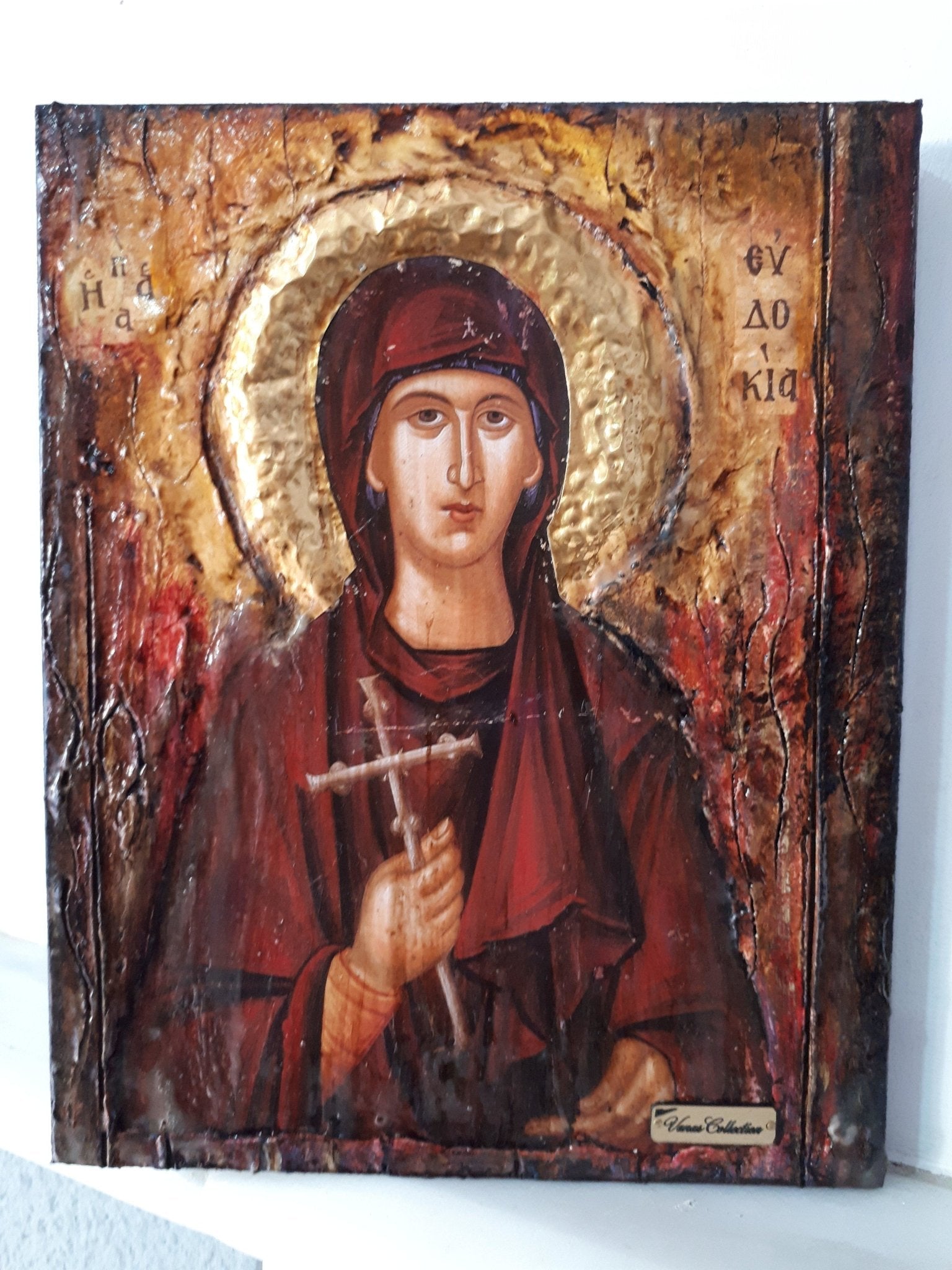 Saint St. Evdokia Rare Greek Orthodox & Christian Icon on Wood-Unique Handmade Icon - Vanas Collection