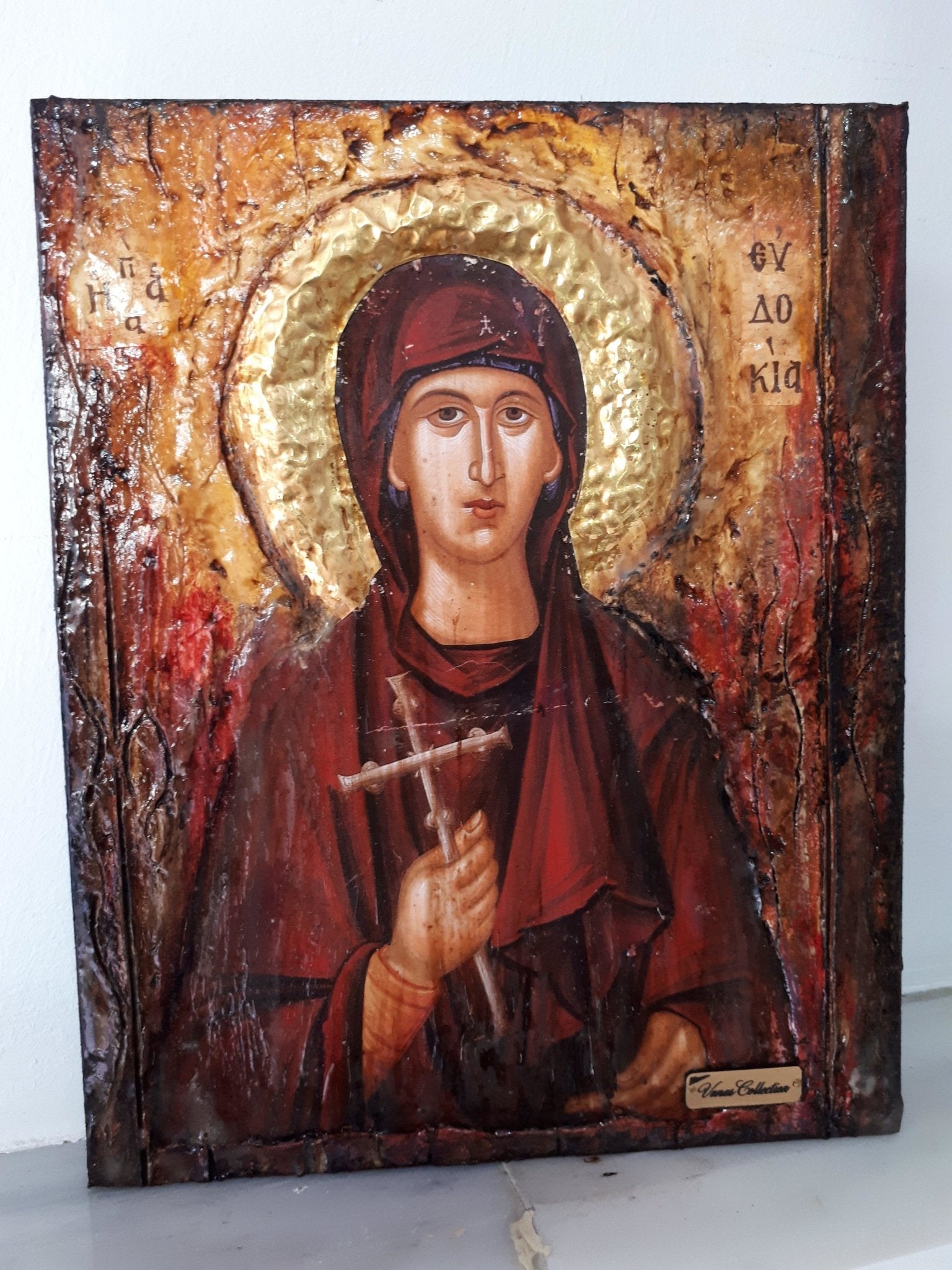 Saint St. Evdokia Rare Greek Orthodox & Christian Icon on Wood-Unique Handmade Icon - Vanas Collection