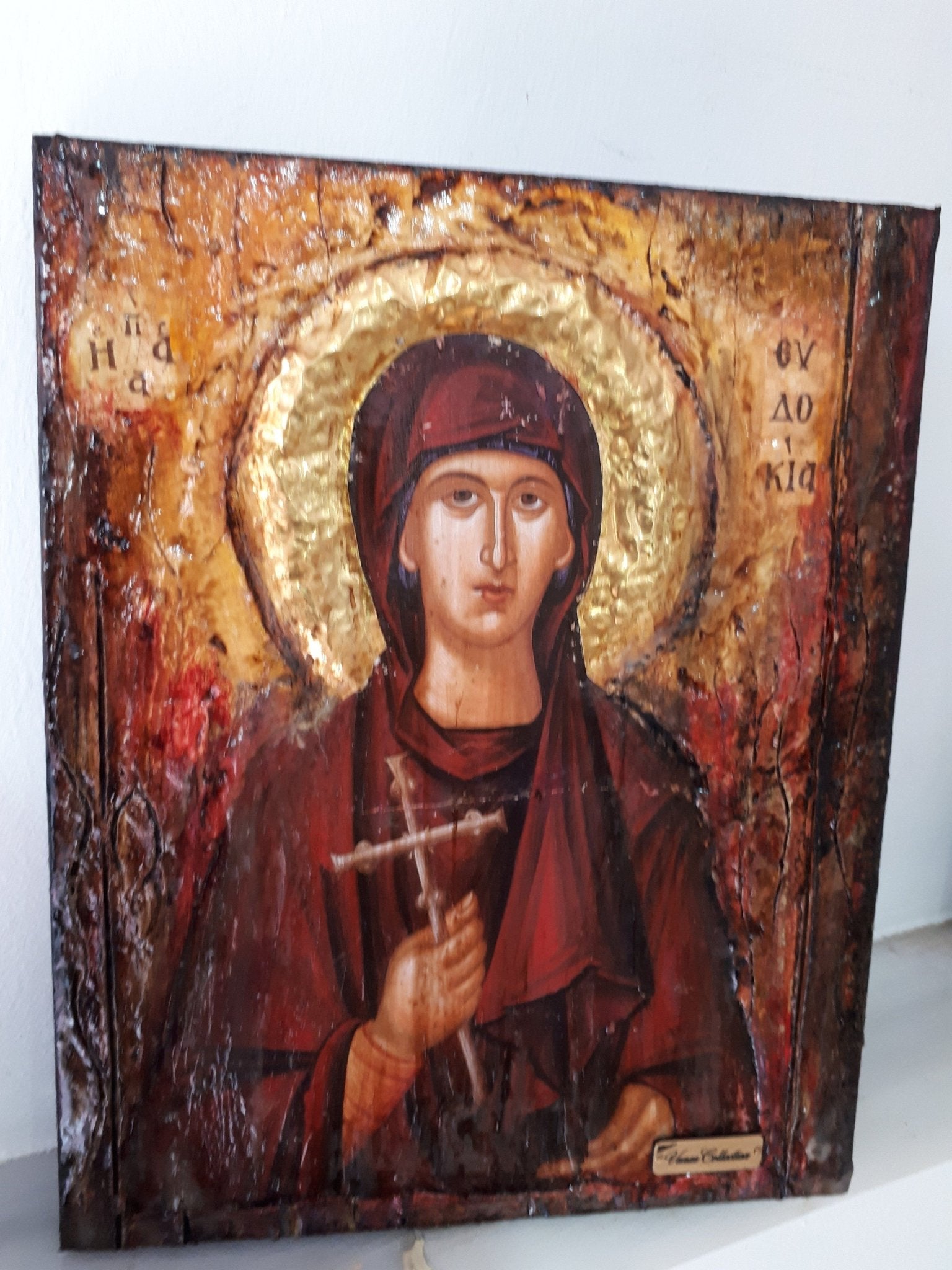 Saint St. Evdokia Rare Greek Orthodox & Christian Icon on Wood-Unique Handmade Icon - Vanas Collection