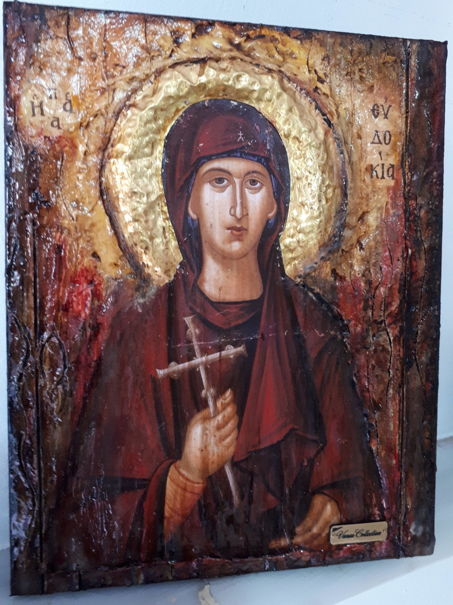 Saint St. Evdokia Rare Greek Orthodox & Christian Icon on Wood-Unique Handmade Icon - Vanas Collection